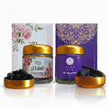 Ward AlSultan and Rawdah Violet bakhoor jars with charcoal and lighter