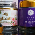 Ward AlSultan and Rawdah Violet bakhoor styled for guests