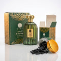 Al Rawdah bakhoor jar and perfume bottle with charcoal and lighter