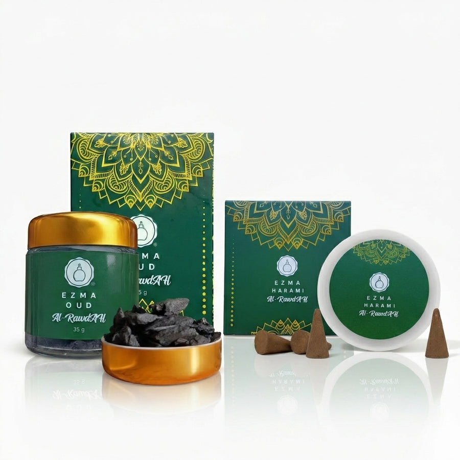 Bakhoor jar and self-igniting cones with charcoal and mini lighter