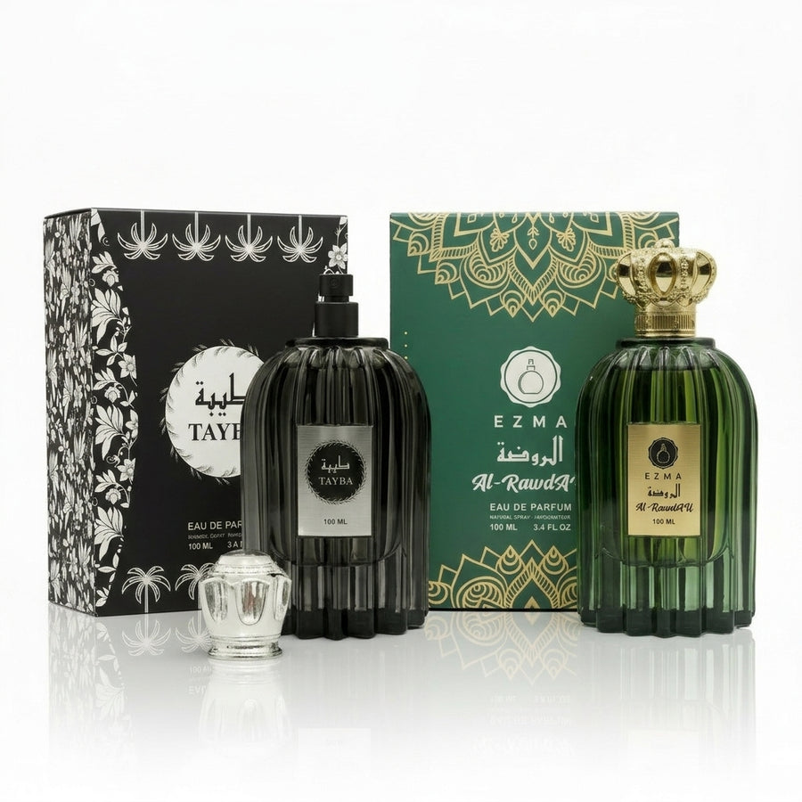 Tayba EDP bottle close-up, white musk vanilla and saffron