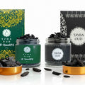 Al Rawdah and Tayba Black bakhoor jars with free charcoal packets and lighter