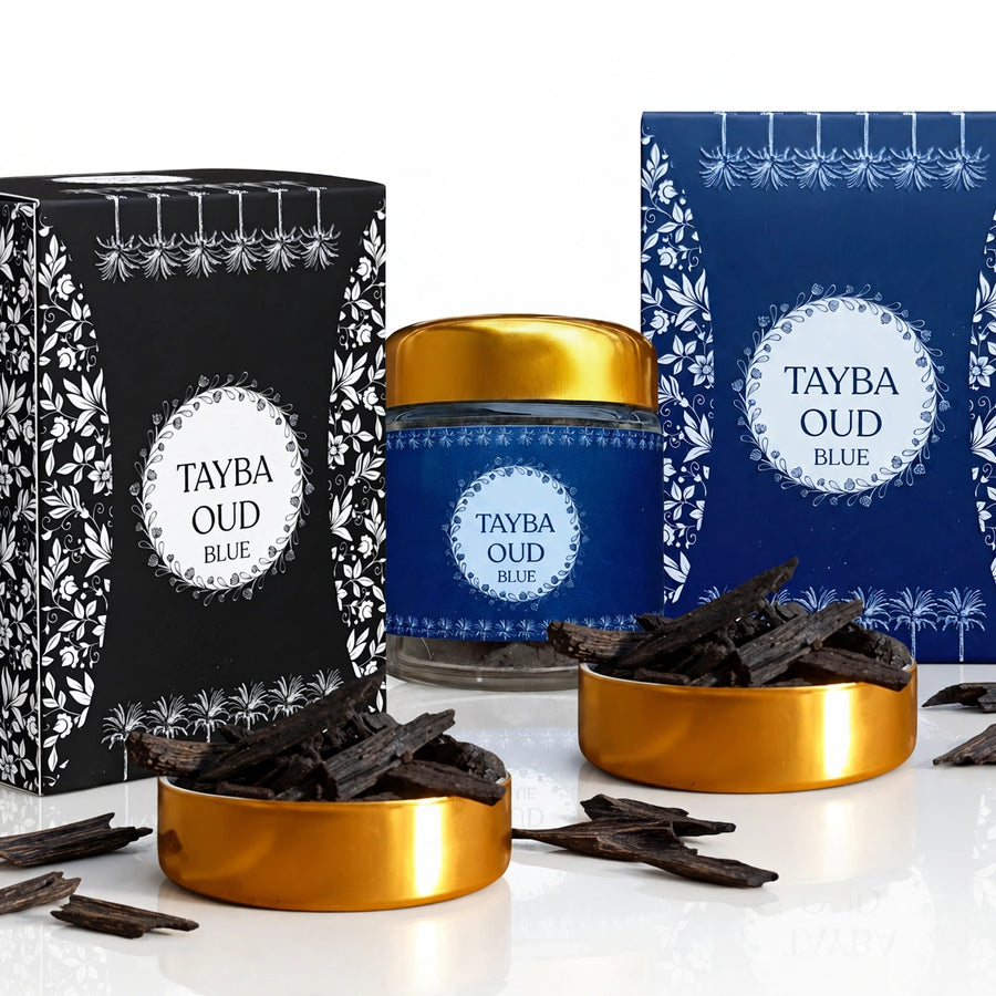 Tayba Blue fresh oud bakhoor chips close-up