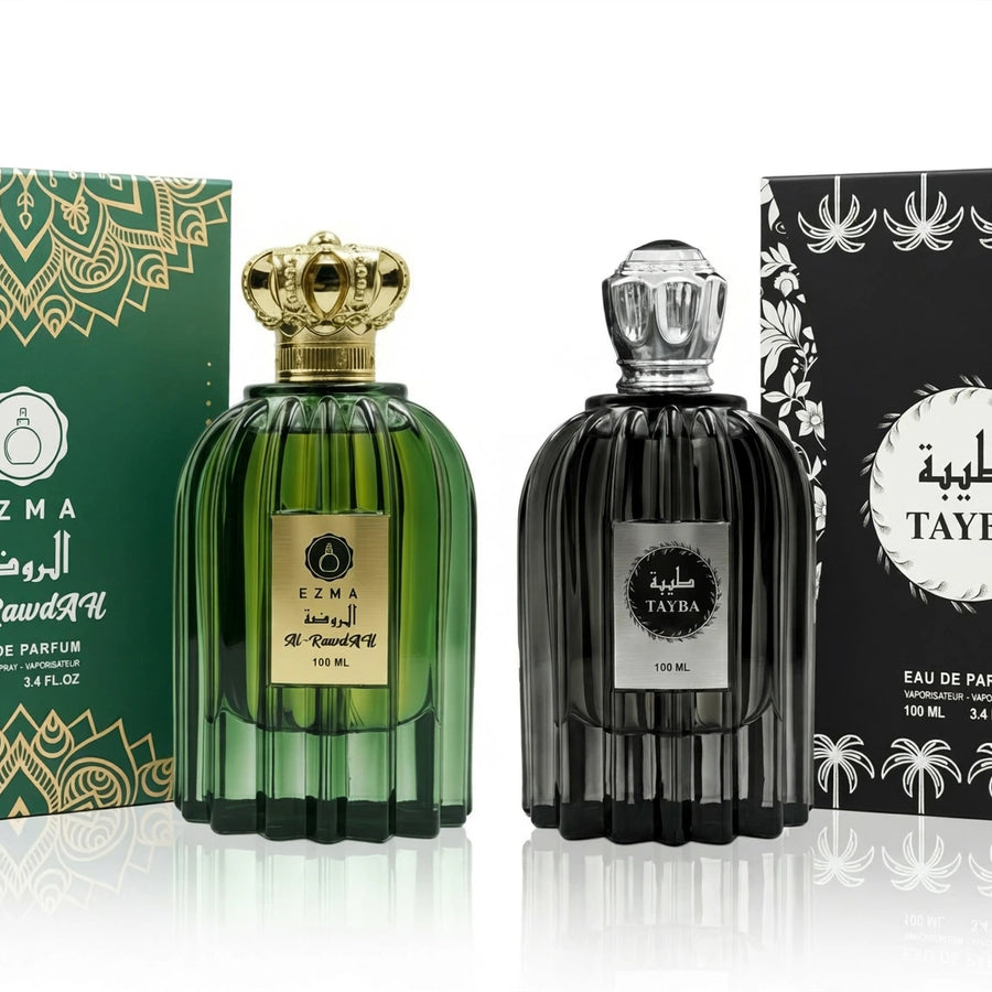 Arabian oud perfume set: Al Rawdah and Tayba EDP 100ml by EZMA OUD