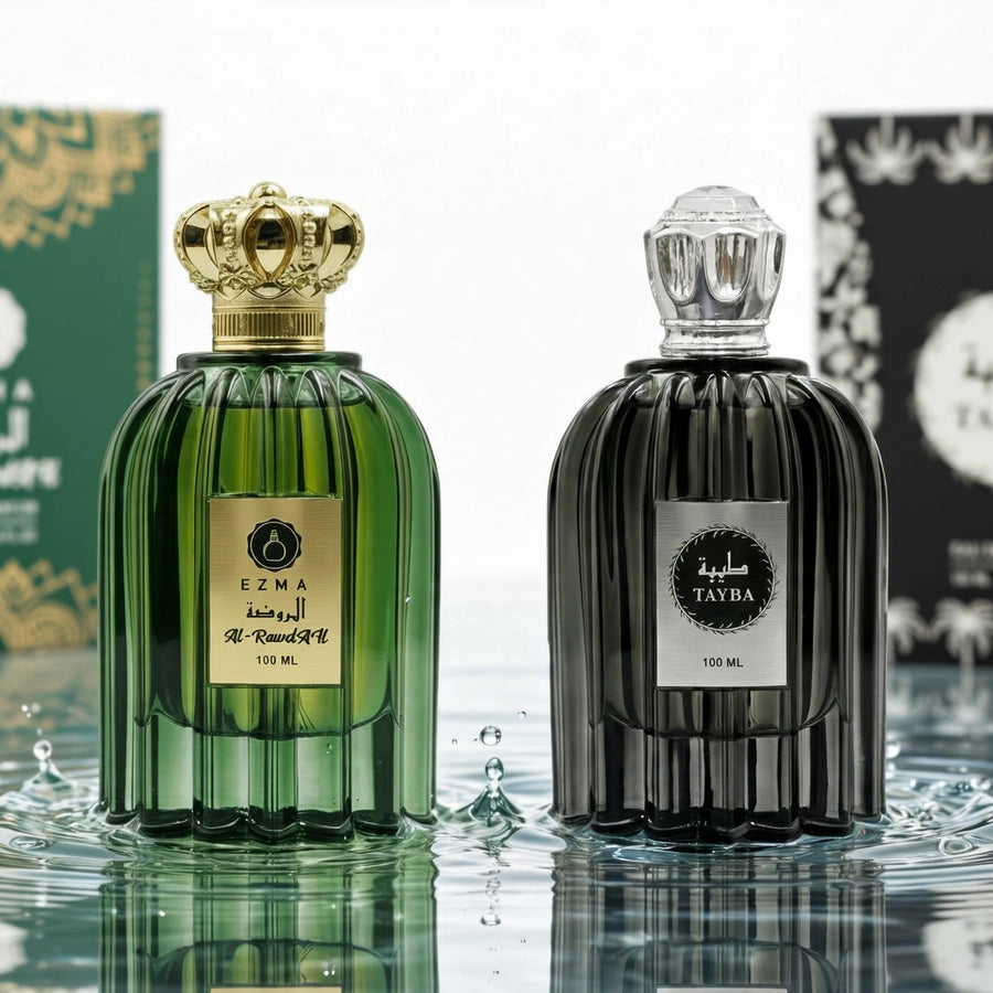 EZMA OUD perfume duo gift set packaging, two 100ml bottles