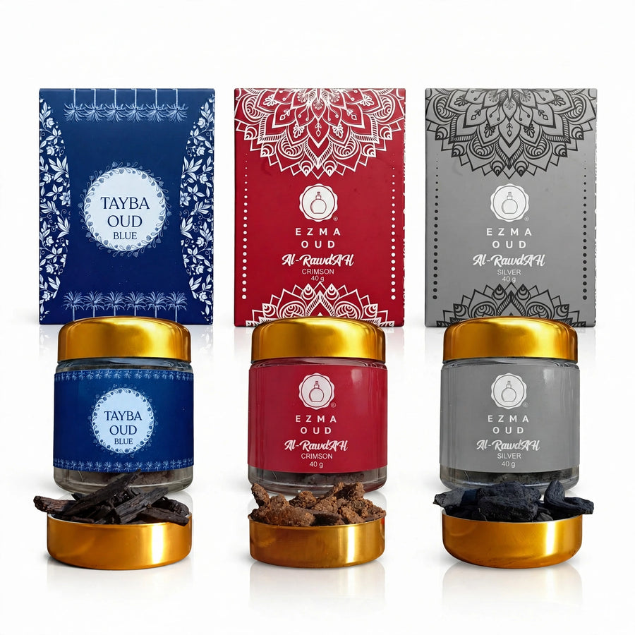 Tayba Blue fresh oud bakhoor chips close-up
