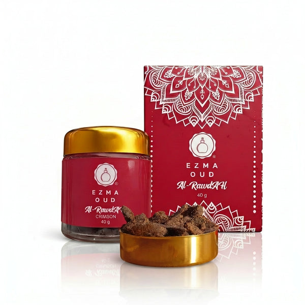 Bakhoor Al-Rawdah Crimson warm oud home incense 35g EZMA OUD