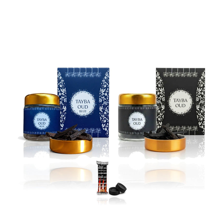 Day & Night Duo - Bakhoor Tayba Blue + Tayba Black with free charcoal