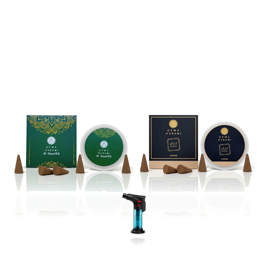 No-Charcoal Home Set - Harami Alrawdah + Kayan cones with free mini lighter