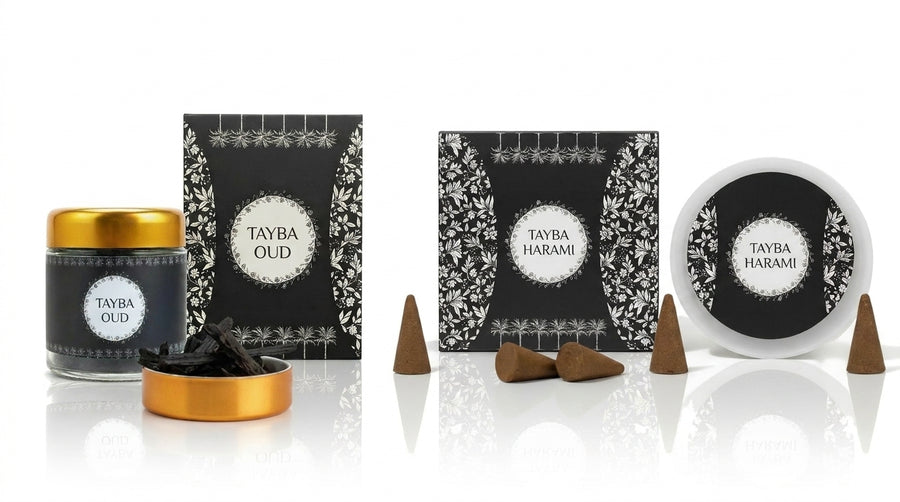 EZMA Two Ways Set — Tayba bakhoor jar and Harami cones